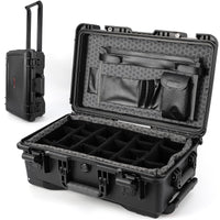 Étui de protection Garvee, en polycarbonate, étanche IPX67, avec roulettes et séparateurs rembourrés, idéal pour les voyages et la photographie, léger et sécurisé.