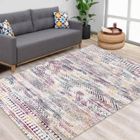 Tapis imperméable Garvee, style marocain bohème, lavable, résistant à l'huile et aux taches, antidérapant, idéal pour les animaux et les enfants, 160 x 230 cm, salon, chambre