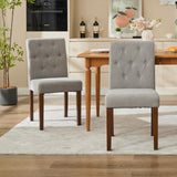 Garvee Ensemble de 2 chaises de salle à manger rembourrées, style Parsons moderne, revêtement en lin doux, pieds en bois robustes, soutien ergonomique - Noir