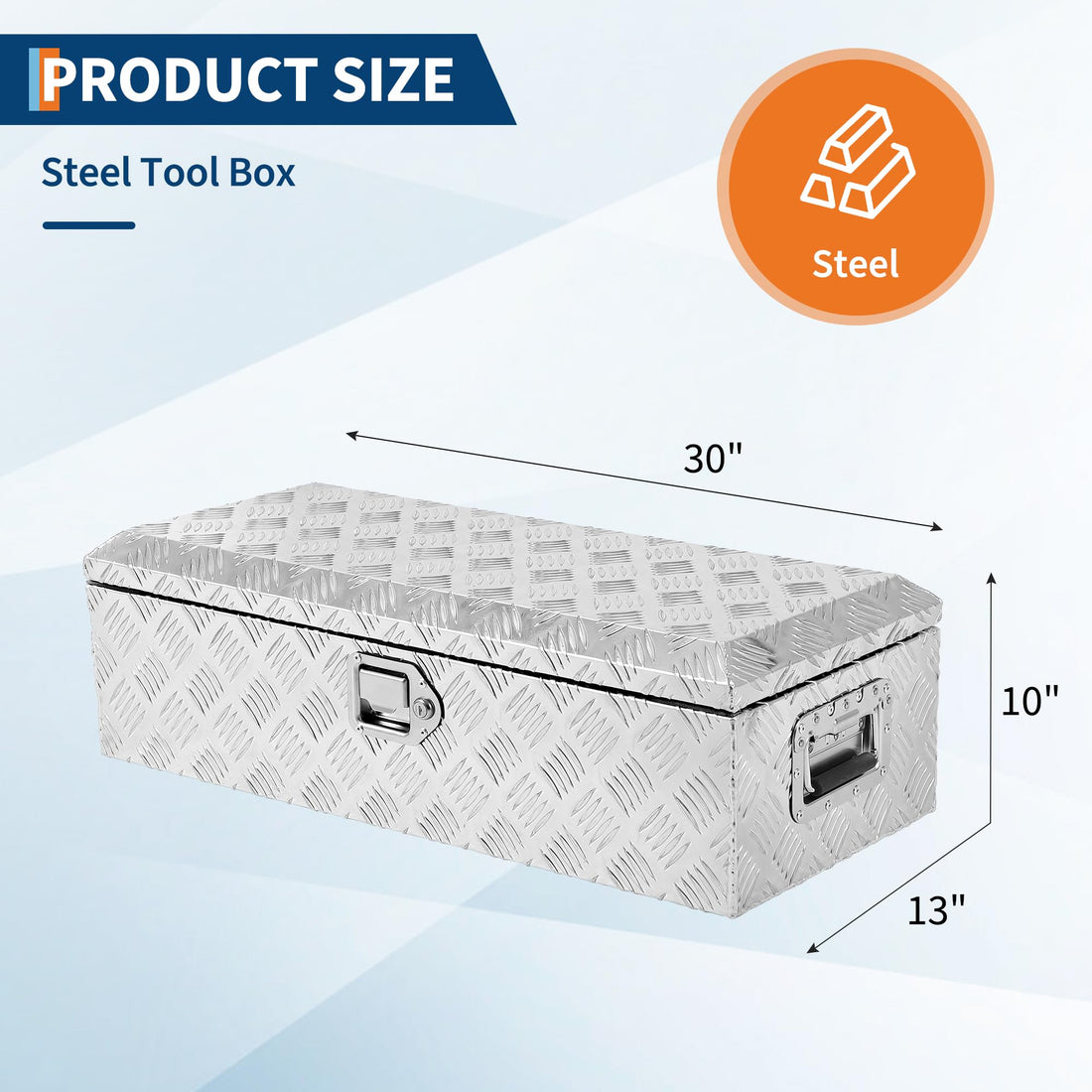 Garvee Coffre à outils en aluminium de 76 cm (76,2 cm) pour camionnettes, étanche, verrouillable, robuste, avec poignée, pour atelier et transport