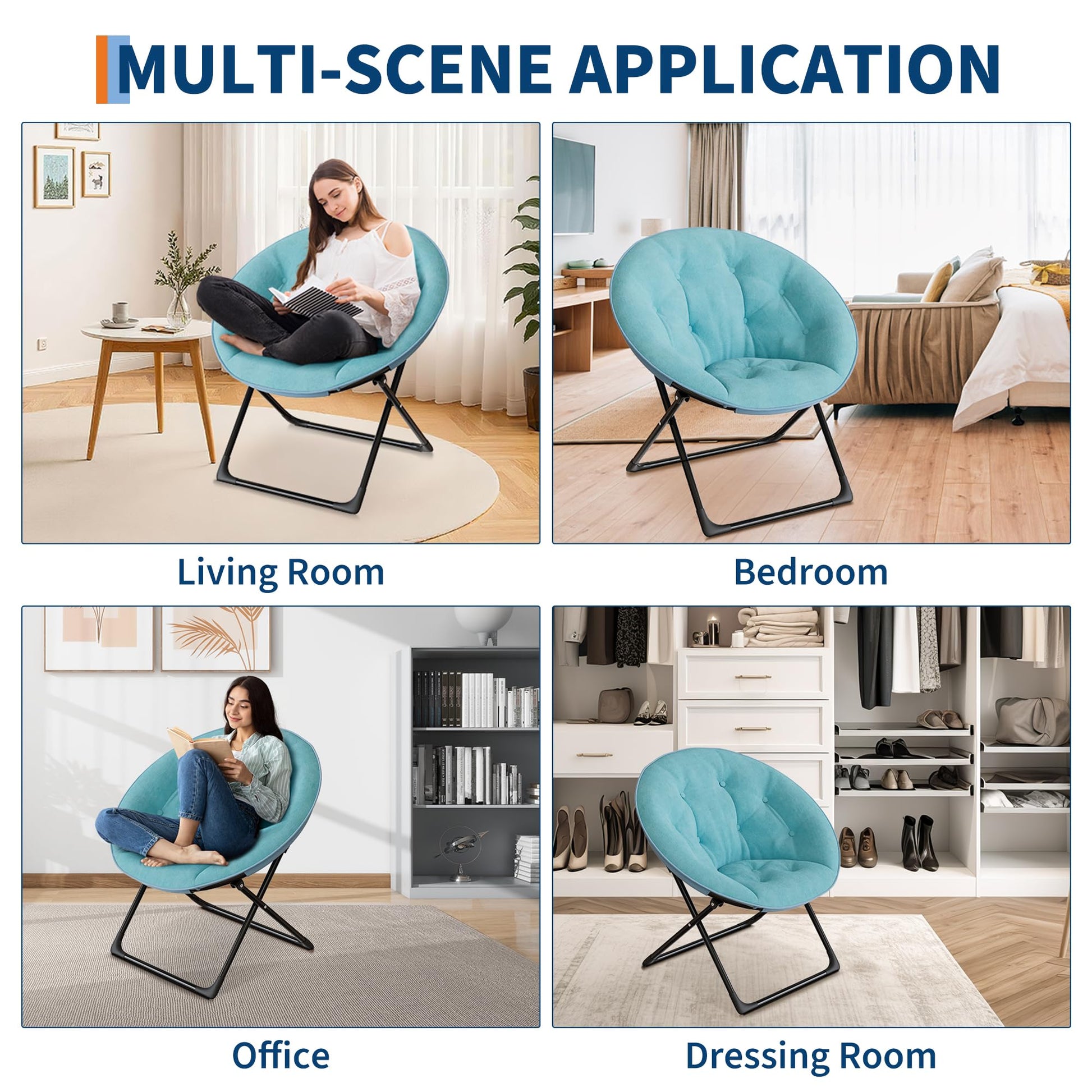 Fauteuil lounge Garvee Saucer avec structure dorée, surdimensionné, pliable, vert, pour chambre et salon, confortable et stable