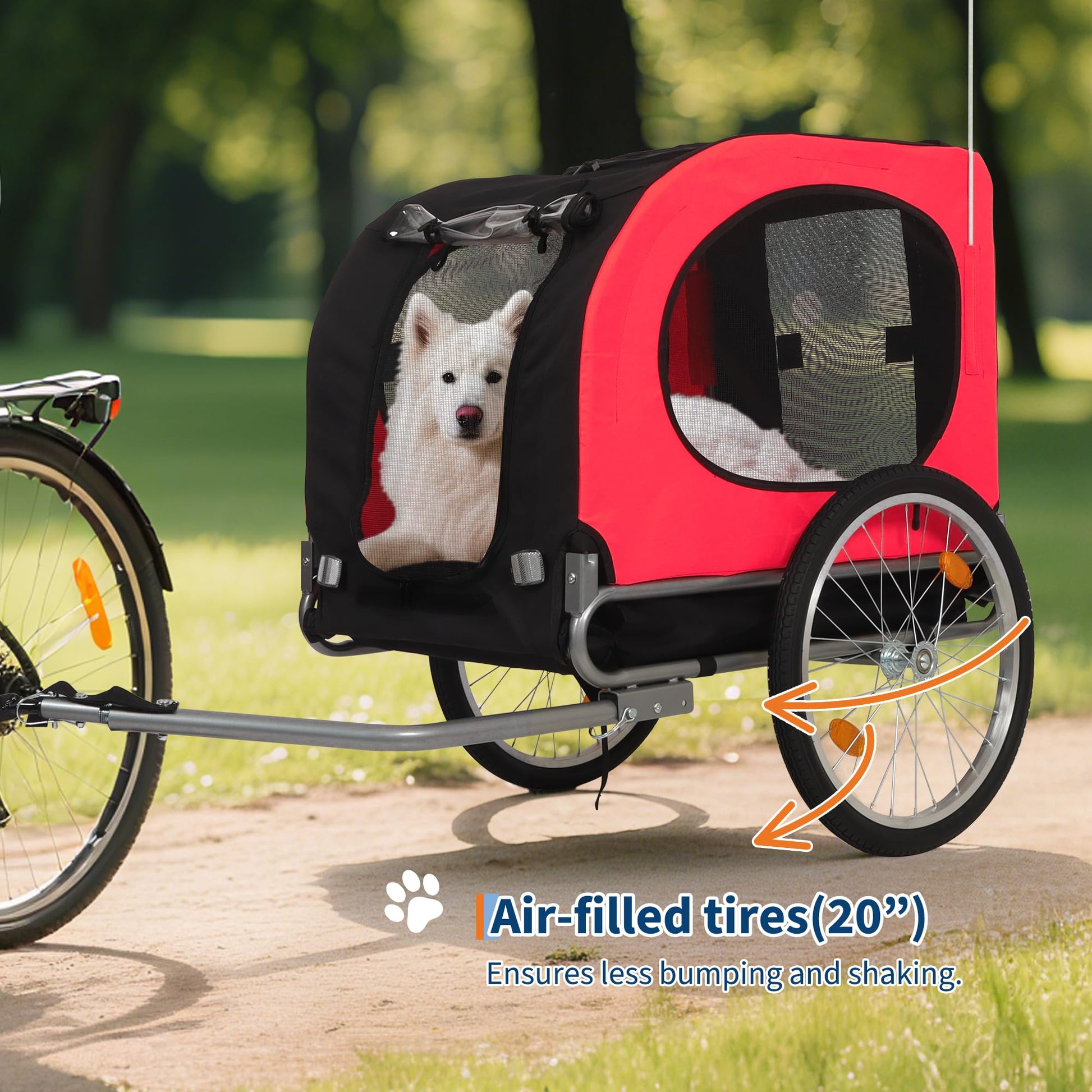 Remorque vélo pliable Garvee pour grands chiens jusqu'à 40 kg, pneus pneumatiques 16 pouces, tissu Oxford imperméable, idéale pour les aventures en plein air, noire
