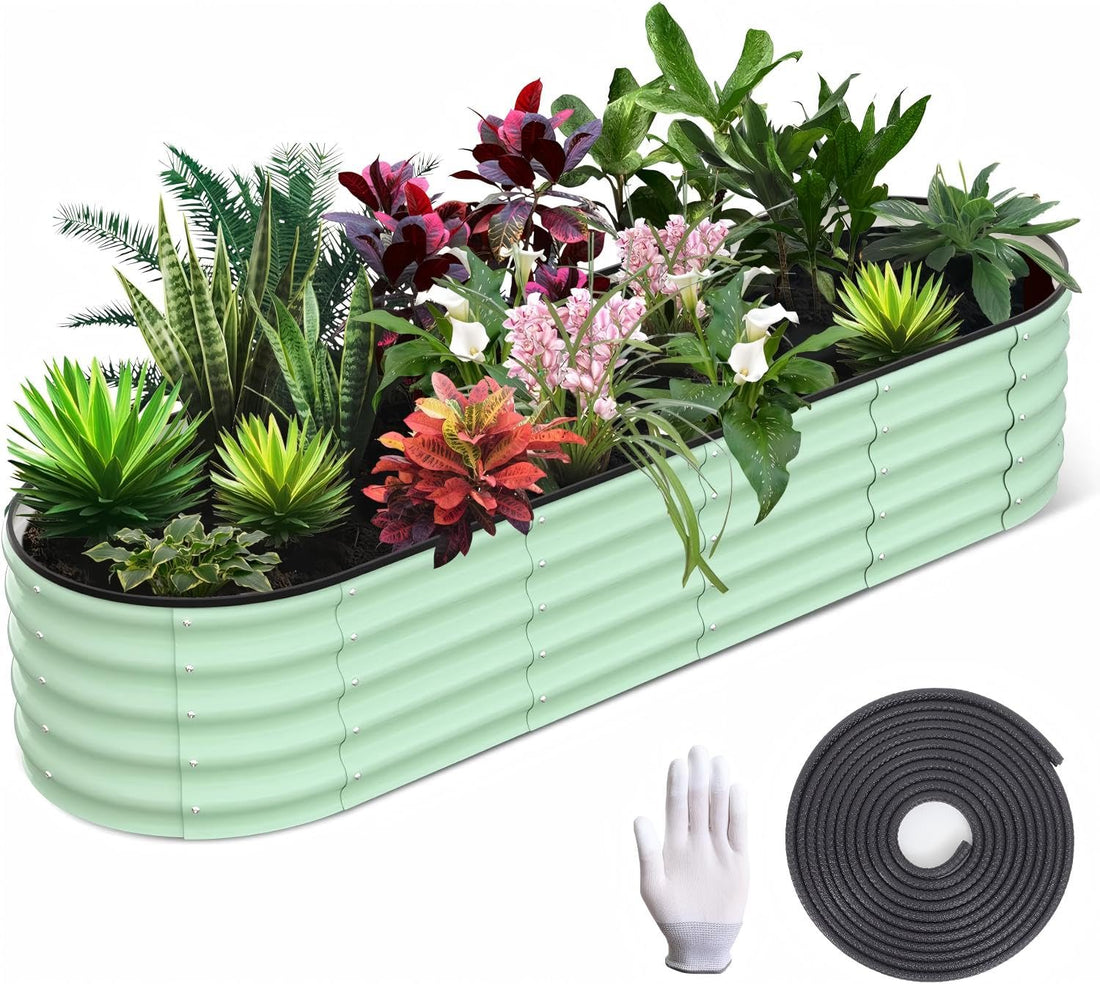Jardinière surélevée galvanisée Garvee 244 x 61 x 46 cm (8 x 2 x 1,5 pi) en métal pour balcon et jardin, antirouille, durable, ergonomique et légère.
