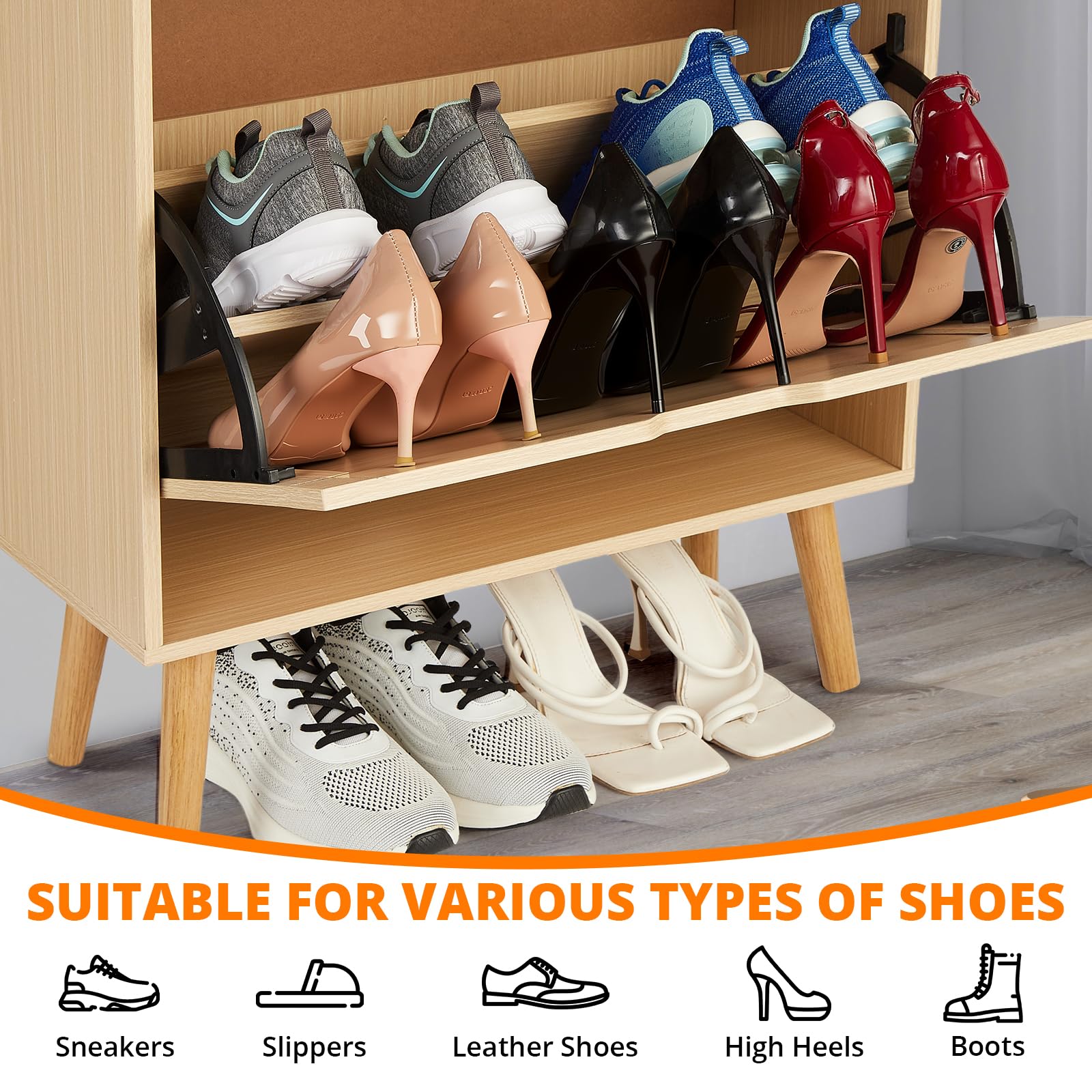 Meuble à chaussures Garvee avec 2 tiroirs pliables en rotin pour entrée et couloir, 98 x 60 x 23,5 cm, inodore, gain de place