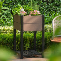 Jardinière surélevée Garvee en PEHD avec étagère pour balcon et jardin, résistante aux intempéries et à la rouille, poteaux en aluminium, noire, différentes tailles