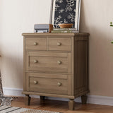 Garvee Commode 4 Tiroirs Vintage Bois Poignées Sculptées Chambre 76,2 cm Naturel - Marron clair