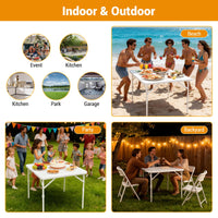 Table carrée pliante Garvee 86 cm (34 po) - Portable et multifonctionnelle - Plateau en plastique, structure en métal - Idéale pour le camping, les pique-niques, le bureau et les fêtes - Blanche