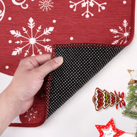 Tapis de Noël Garvee, antidérapant, 40 x 60 cm, pour l'intérieur et l'extérieur, résistant, motif de Noël pour l'entrée, rouge