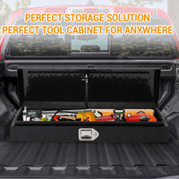 Garvee Coffre à outils pour camion 88 × 33 × 17 cm en aluminium strié motif diamant avec serrure de sécurité pour pick-up