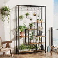 Garvee Support pour plantes d'intérieur, structure métallique à 5 niveaux avec crochets pour balcon et salon, 180 cm (70, 23 cm), marron