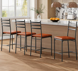 Garvee Tabourets De Bar Set De 4 Avec Sièges Rembourrés Épais, Dossier Ergonomique, Cadre Métallique Résistant, Cuir PU Facile À Nettoyer Pour Cuisine Et Bar Hauteur Comptoir - 