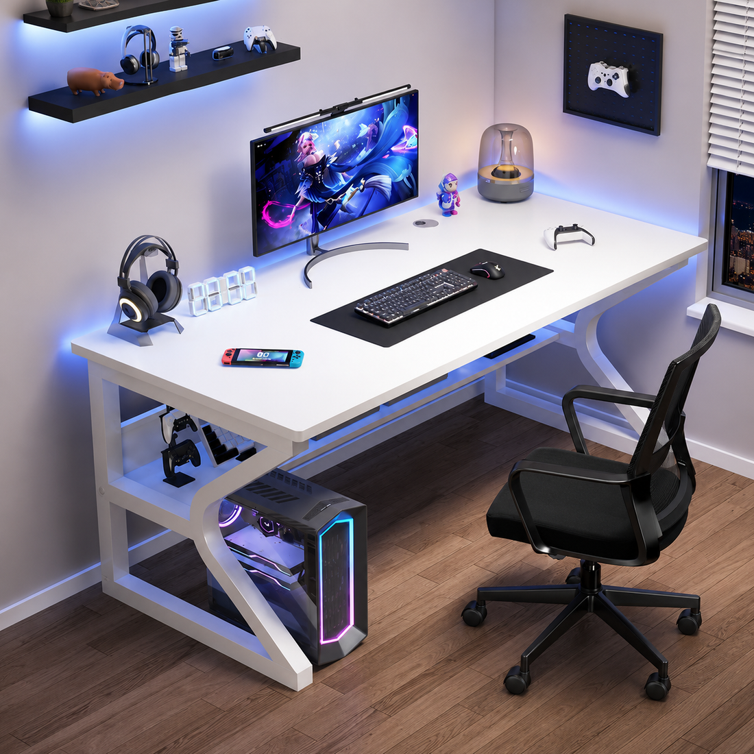 Garvee Bureau d’ordinateur blanc 80x50cm, table d’étude compacte pour chambre et petit espace