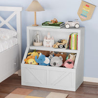 Étagère de rangement en bois Garvee pour enfants, avec 2 compartiments et un plateau, idéale pour la salle de jeux et la chambre d'enfant, 79 x 41 x 81 cm, en bois naturel.