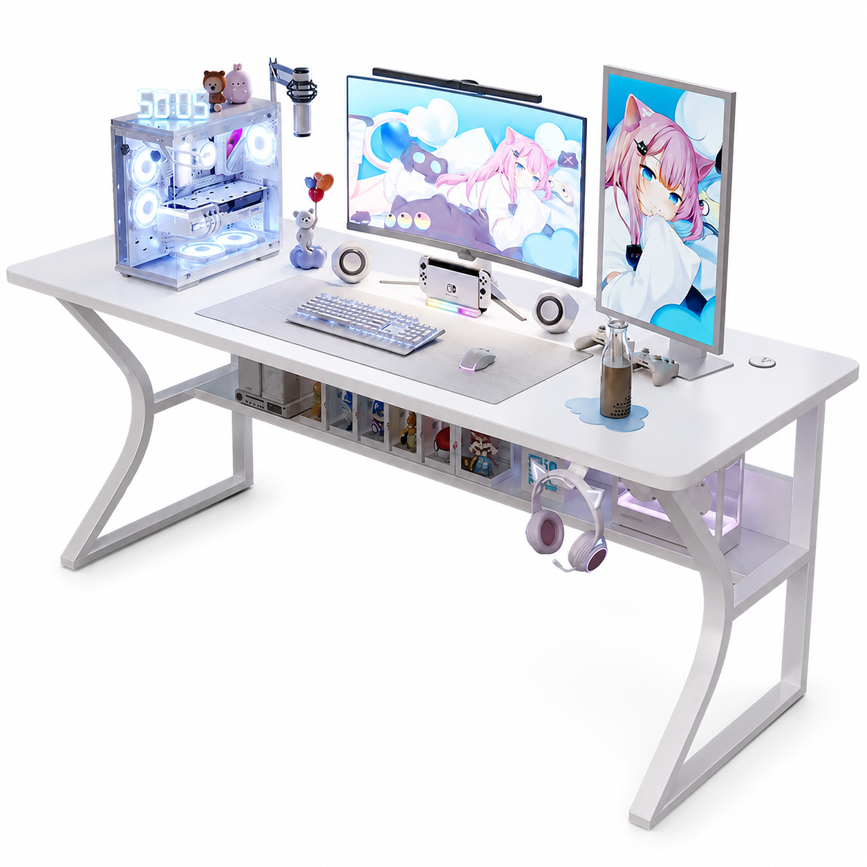 Garvee Bureau d’ordinateur blanc 80x50cm, table d’étude compacte pour chambre et petit espace