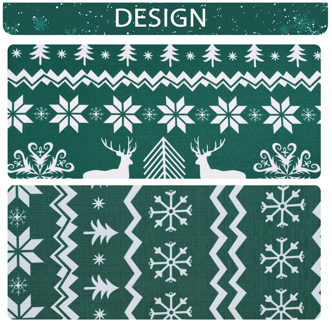 Garvee Nappe de Noël ronde, verte, déperlante et antitache, 100 % polyester, motif flocons de neige et rennes, idéale pour les fêtes de Noël et la maison, 152 cm