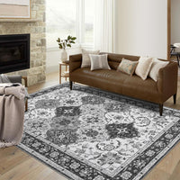 Tapis Garvee lavables à motif treillis vintage pour salon, chambre, bureau, chambre d'enfant, style oriental, à poils courts, neutre, antidérapant, grand format