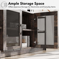 Garvee Meuble TV style ferme pour téléviseurs 65/191 cm avec portes en maille, console multimédia de style industriel, meuble de salon, bois durable