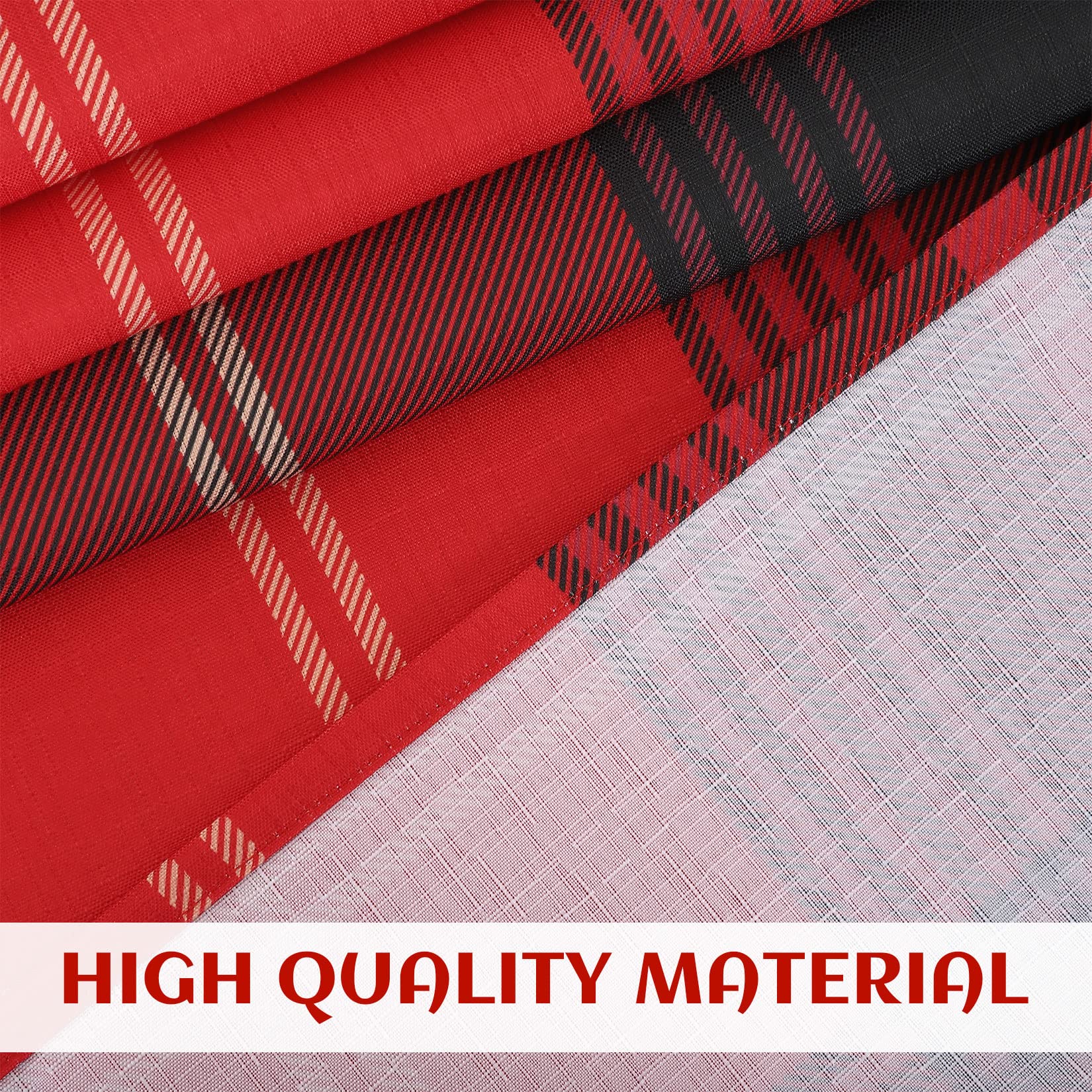 Nappe de Noël Garvee rouge imperméable à carreaux 137 x 228 cm, facile à nettoyer et anti-poussière, idéale pour la décoration de table festive de la cuisine.