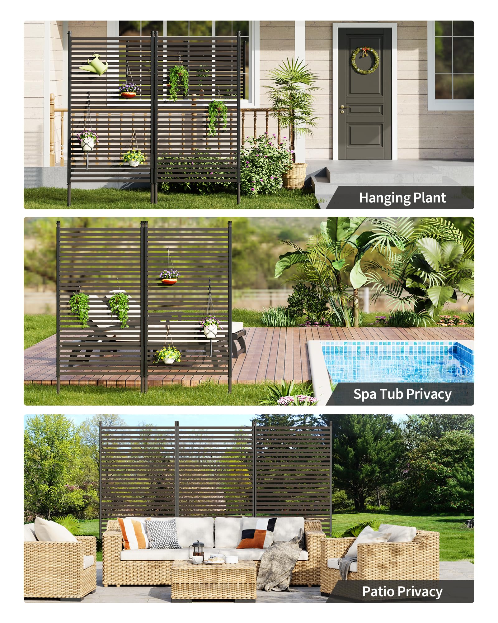 Paravent d'extérieur Garvee avec support 35 x 70 pouces, résistant aux intempéries, idéal pour clôtures, équipements de piscine et autres besoins de jardinage.