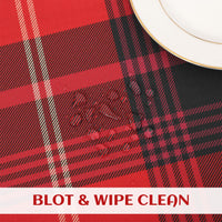 Nappe de Noël Garvee rouge imperméable à carreaux 137 x 228 cm, facile à nettoyer et anti-poussière, idéale pour la décoration de table festive de la cuisine.
