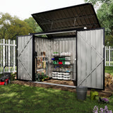 Garvee Abri Poubelle 91 x 183 cm En Acier Galvanisé Toit Incliné Étanche Porte Verrouillable Grande Capacité Jardin Extérieur Noir - Gris