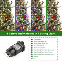 Sapin de Noël artificiel Garvee, 1 pièce – 120 cm, 150 LED (blanc chaud et multicolore), 8 modes d'éclairage, base transparente, fibre optique