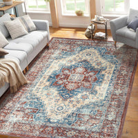 Tapis Garvee traditionnel vintage, motif oriental, antidérapant, lavable, 160 x 230 cm, couleur rouille, pour salon et salle à manger