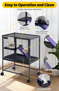 Cage Garvee pour petits animaux, en métal, 86 cm de hauteur, à plusieurs étages avec rampes et plateau amovible, pour hamsters, lapins, furets, cochons d'Inde et hérissons. Sans BPA.