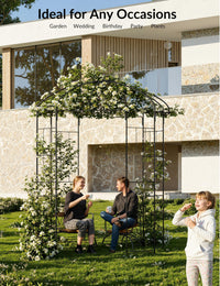 Arche de jardin Garvee Birdcage, 2,7 m, en acier résistant aux intempéries, support pour plantes grimpantes, pergola en métal noir pour mariage, jardin ou terrasse.