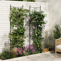 Treillis métallique Garvee en 2 pièces pour plantes grimpantes, 190 x 51 cm, antirouille, revêtement en poudre, 4 panneaux, noir, pour terrasse et jardin.