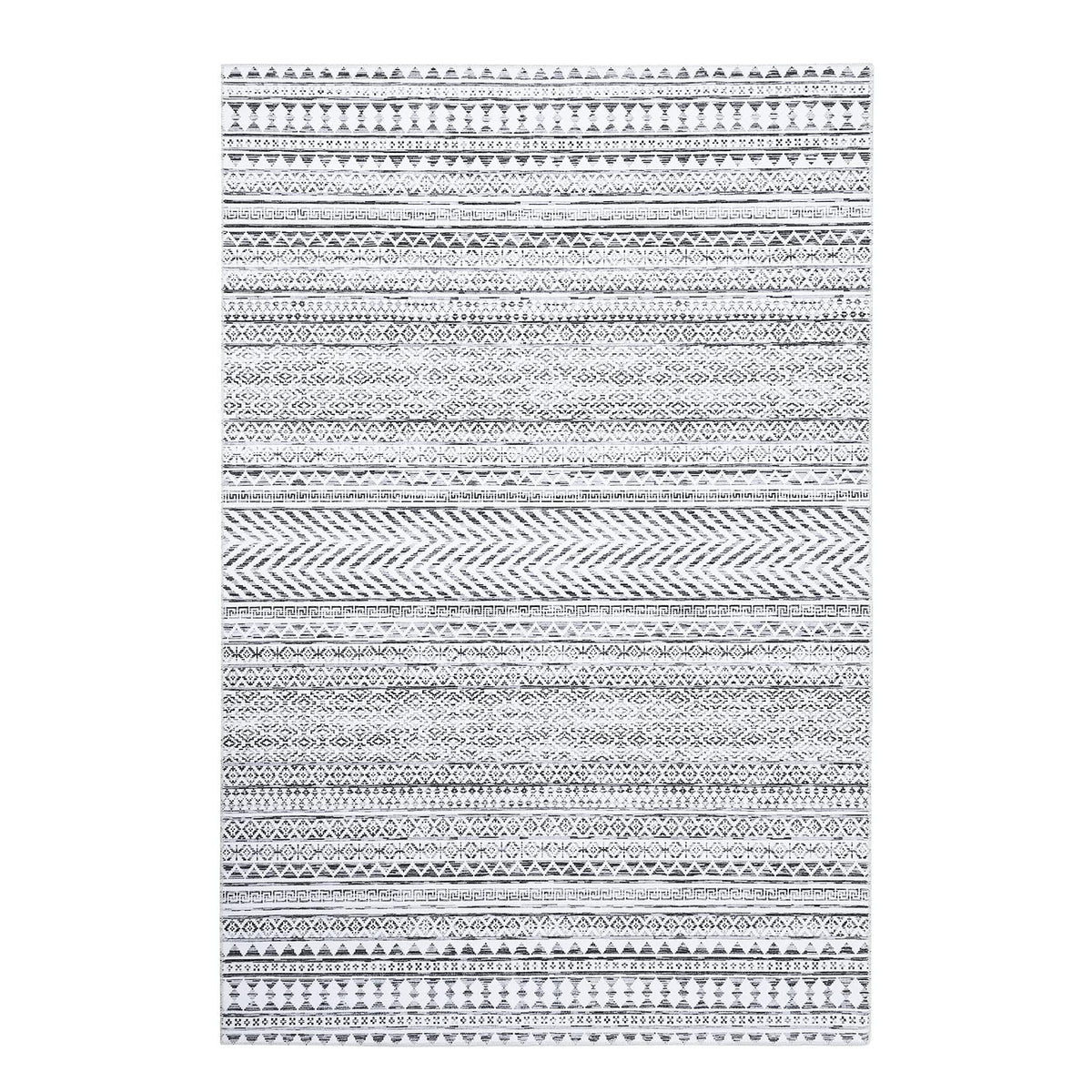 Tapis marocain bohème GARVEE 200x290cm Gris, déperlant, à poils courts, résistant aux taches et à l'huile, lavable, salon et chambre