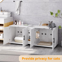 Garvee Enclos pour chat à double pièce avec mobilier intégré pour salon, 140cm (139,7cm) de long, blanc