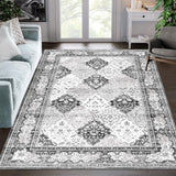 Tapis Garvee Boho Rugs lavable, antidérapant et fin, pour salon, salle à manger, chambre, cuisine ou bureau, 120 x 170 cm, gris