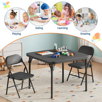Ensemble table et chaises pliantes 3 pièces Garvee pour enfants, pliable avec revêtement en cuir PU, pour salle de jeux et usage extérieur, léger et sûr