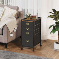Garvee Caisson de classement mobile 4 tiroirs en tissu, cadre métal, plateau MDF, imperméable et anticorrosion, roulettes, idéal bureau maison.