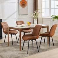 Ensemble de 2 chaises de salle à manger modernes Garvee, revêtues de cuir PU, pieds en métal, stables, confortables et polyvalentes, idéales pour la cuisine ou un café, couleur noire.