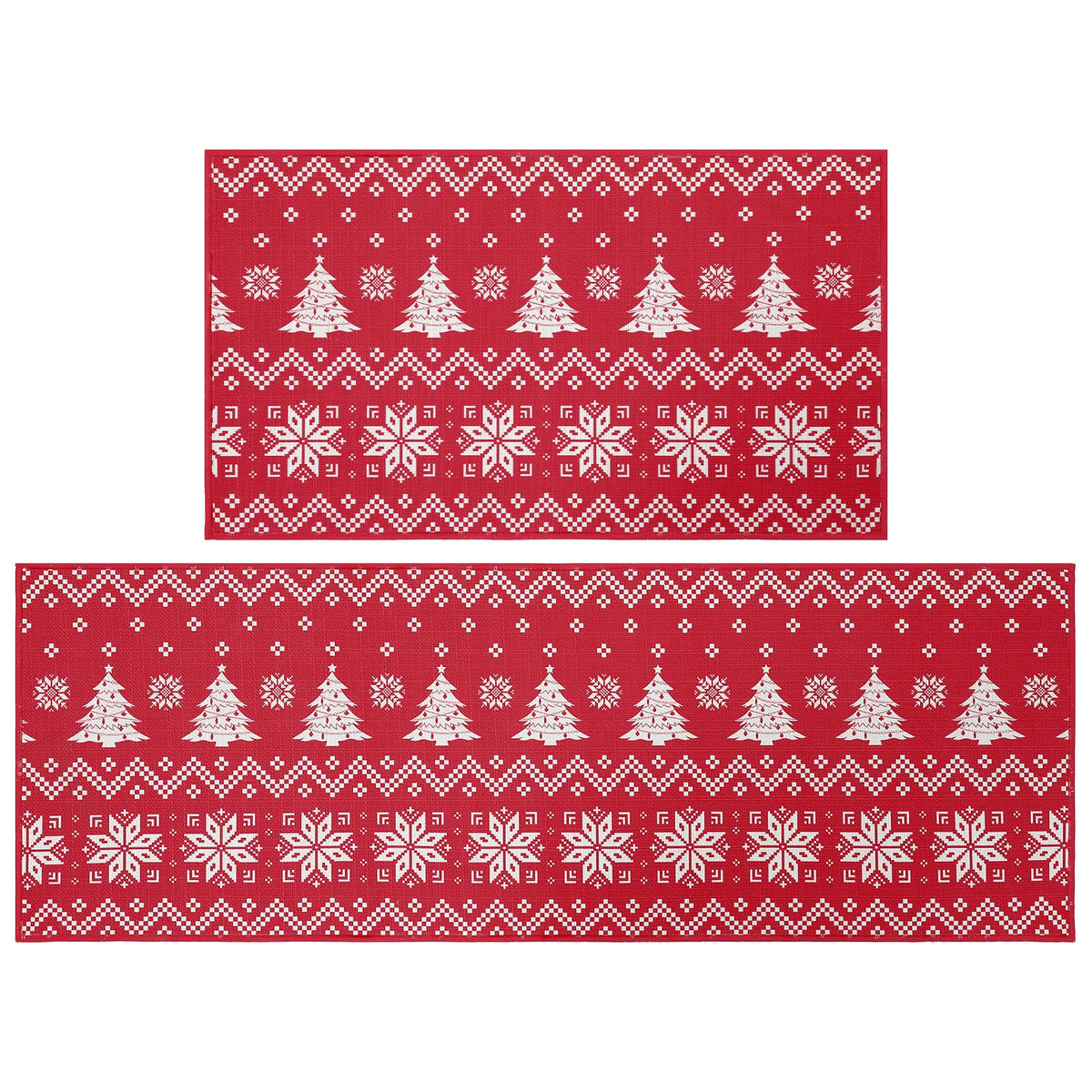 Ensemble de 2 tapis de cuisine Garvee Christmas, style bohème, en lin, pour le sol et la salle de bain, 40 x 60 cm + 40 x 120 cm