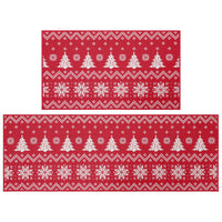 Ensemble de 2 tapis de cuisine Garvee Christmas, style bohème, en lin, pour le sol et la salle de bain, 40 x 60 cm + 40 x 120 cm