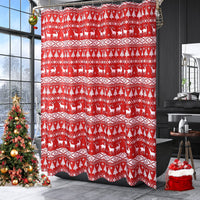 Rideau de douche Garvee Noël avec motif sapin et cerf, imperméable, magnétique, 89 x 183 cm, rouge et blanc, décoration de salle de bain