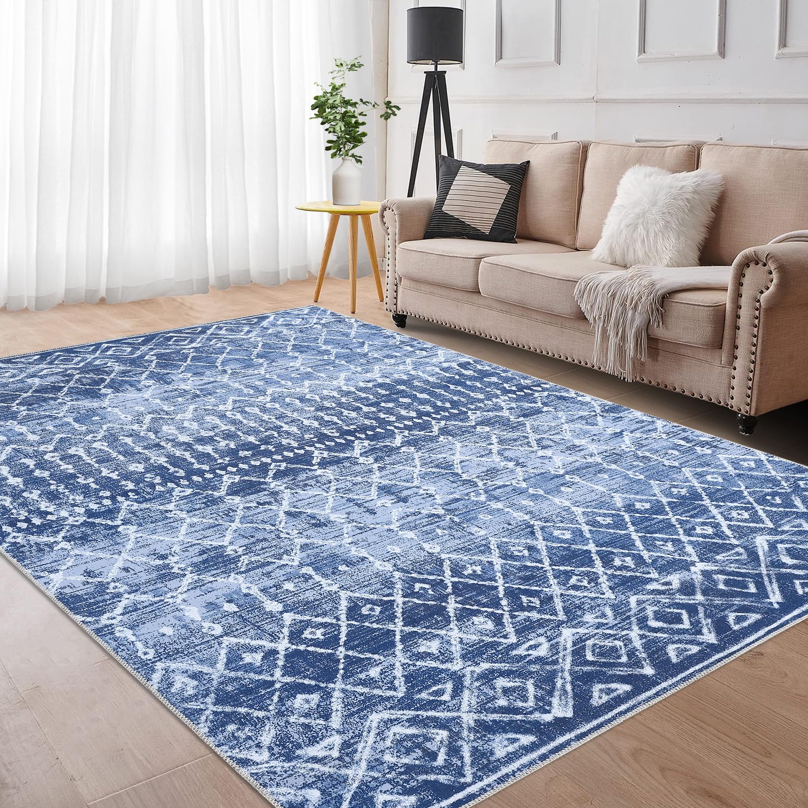 Tapis Garvee Boho à poils courts, lavable en machine, antidérapant, pour salon et chambre