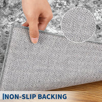 Tapis de couloir antidérapant à poils courts Garvee Boho pour cuisine, entrée, chambre, salon, 80 x 150 cm, gris vintage