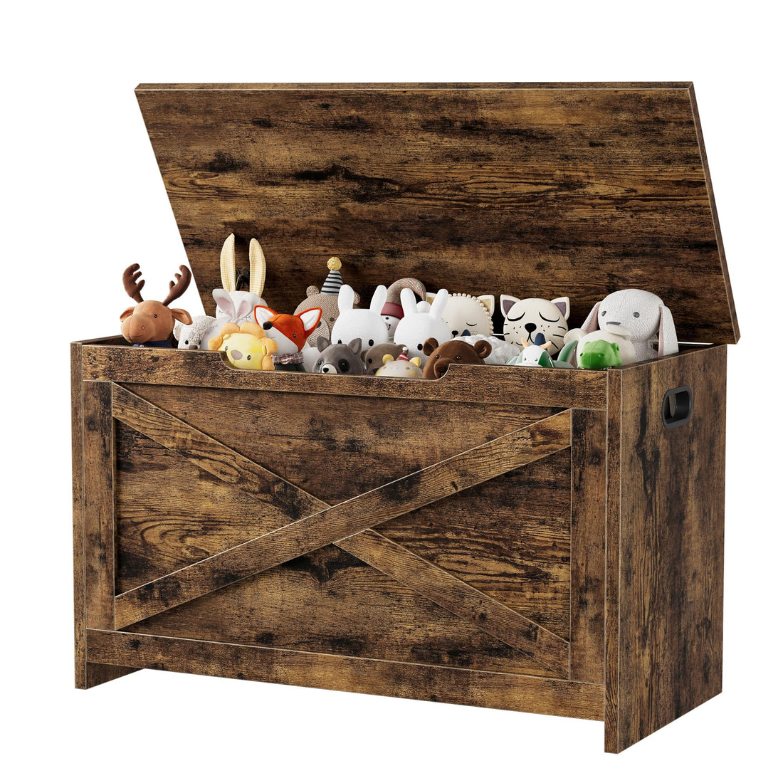 Banc de rangement en bois Garvee de 76 cm (30 pouces) avec charnières de sécurité, grande capacité pour le salon et la chambre, robuste et polyvalent, marron