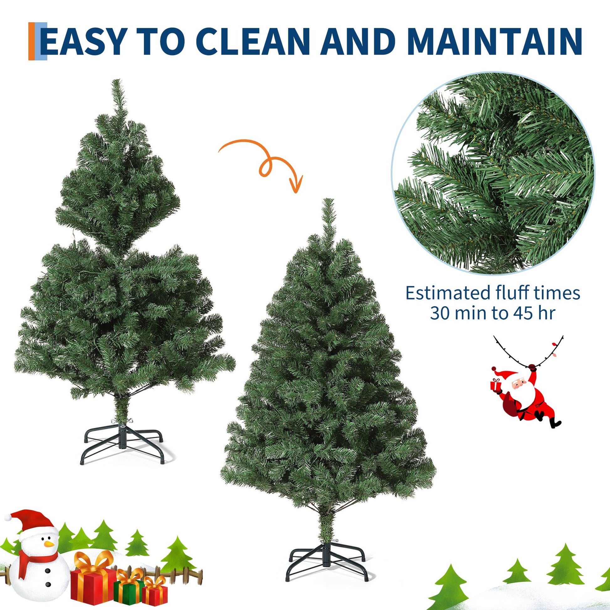 Sapin de Noël artificiel Garvee 180 cm – Épicéa de qualité supérieure, charnières métalliques, base pliable, gain de place