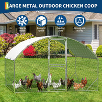 Poulailler Garvee grand format de 2 m (6,5 pi) en métal imperméable avec protection UV, double porte, structure triangulaire renforcée pour poules et canards, jardin