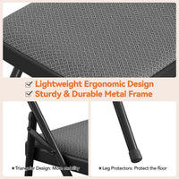 Ensemble de 4 chaises pliantes Garvee avec assises rembourrées, revêtement en coton et lin, structure métallique robuste, pliables et confortables pour la cuisine et le bureau.