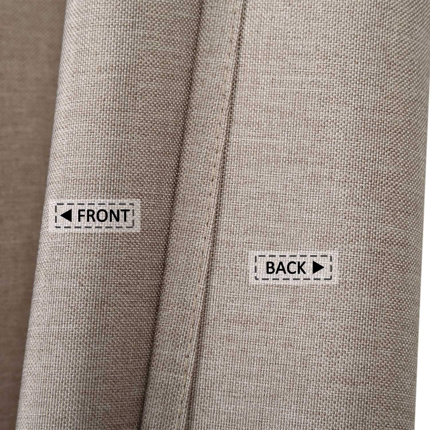 Rideau de douche Garvee en lin 240 g/m² résistant avec crochets pour salle de bain, tissu luxueux taupe, 120 x 200 cm.