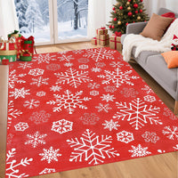 Tapis d'intérieur Garvee pour Noël, motif flocons de neige, antidérapant, lavable, doux et anti-peluches, idéal pour la salle de bain et la cuisine. Décoration festive.