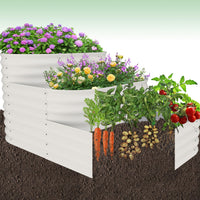 Kit de potager surélevé 3 en 1 galvanisé Garvee, 3 niveaux, base ouverte, acier, antirouille, modulaire, pour légumes et herbes aromatiques, jardin et balcon