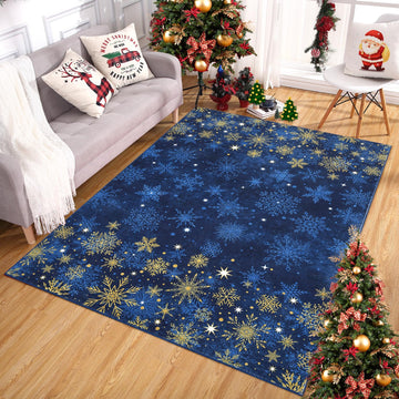 Tapis de salon Garvee, tapis de Noël bleu 120 x 170 cm, lavable, pour chambre, cuisine, salle à manger ou bureau