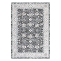 Tapis vintage Garvee, grand format 200 x 290 cm, résistant à l'eau et aux taches, antidérapant, motif poules, gris foncé, lavable en machine, intérieur et extérieur.